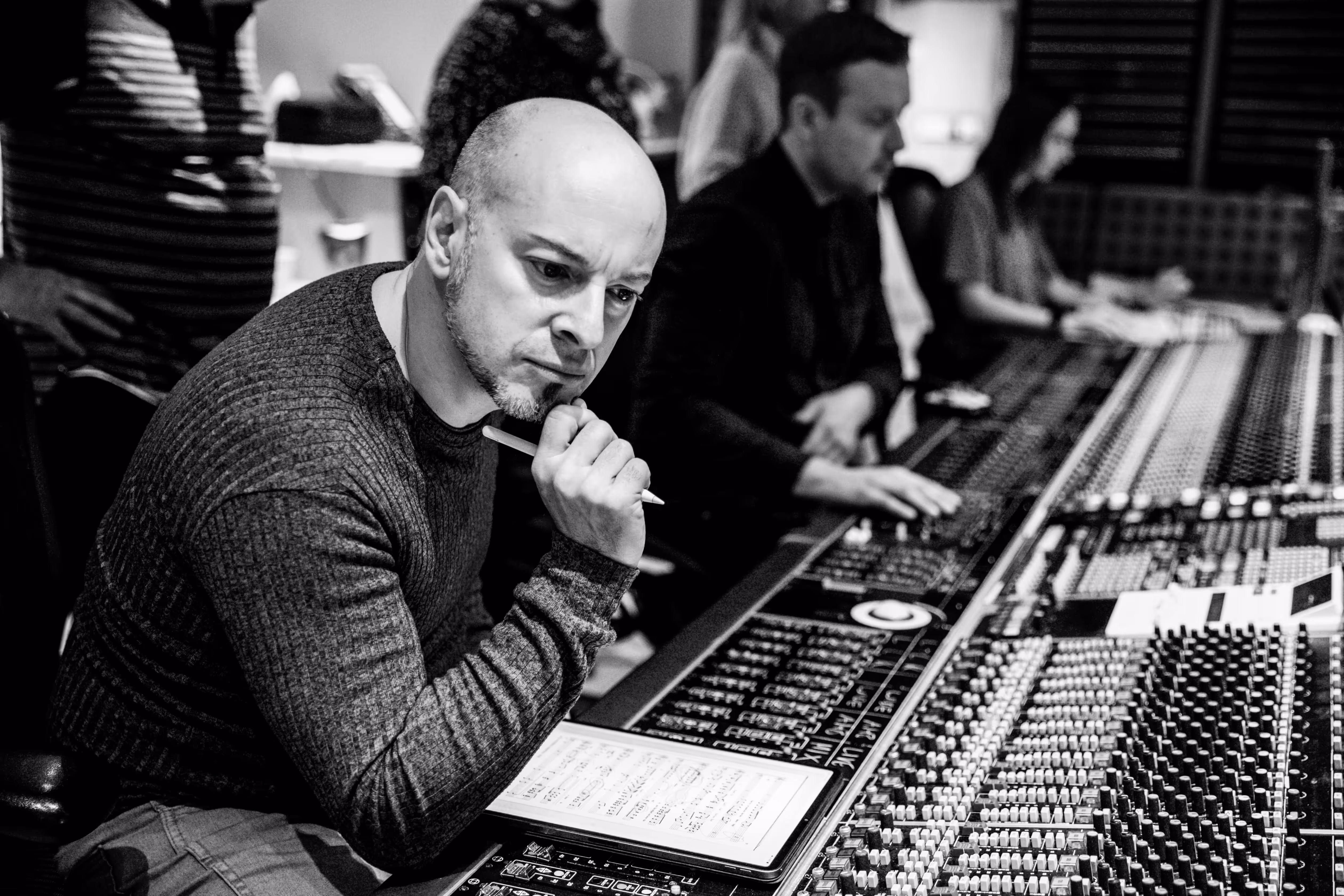 Russell Scott working with singers in the studio